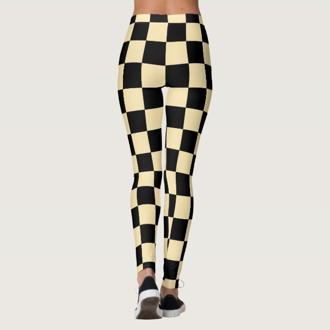Black Yellow Checked Leggings (Back)