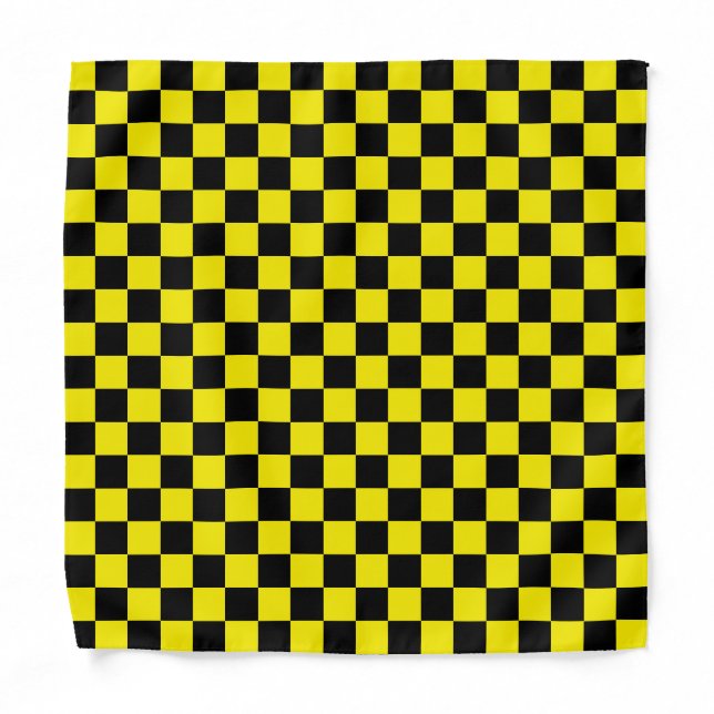 Black & Yellow Checked - Sports Bandana (Front)