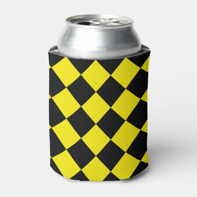 Black Yellow Chess Can Cooler (Can Front)