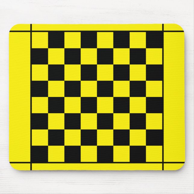 Black yellow chess table mouse pad (Front)