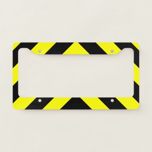 Black  Yellow Chevron_Like Pattern License Plate Frame