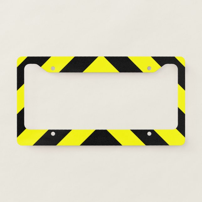 Black & Yellow Chevron-Like Pattern License Plate Frame (Front)
