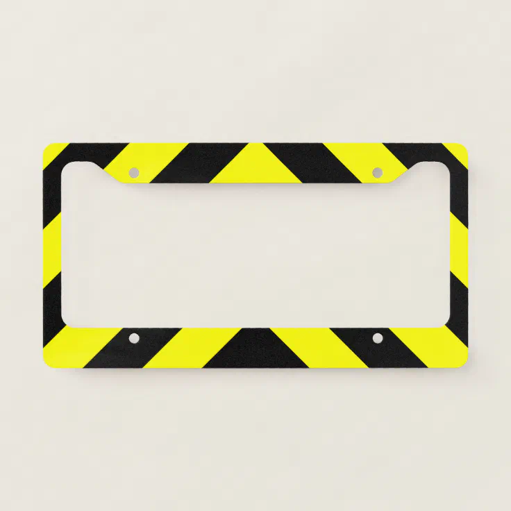 Black & Yellow Chevron-Like Pattern License Plate Frame | Zazzle