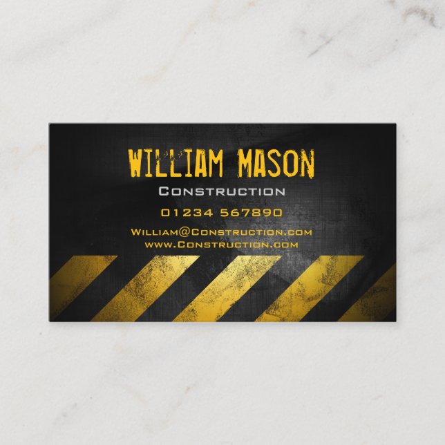 Black Yellow Chevrons Background Business Card (Front)