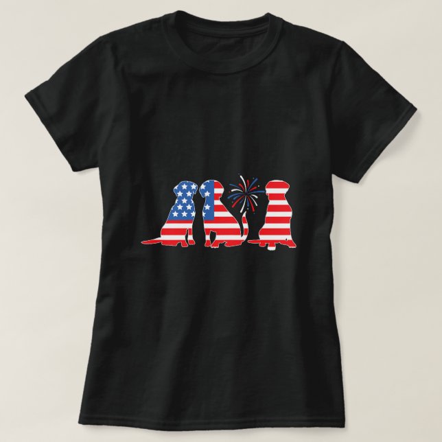 Black Yellow Chocolate Fox Red Lab Silver Patrioti T-Shirt (Design Front)