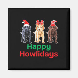 Black yellow chocolate lab christmas labrador howl magnet