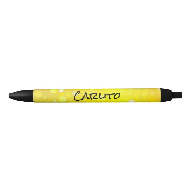 Black Yellow Circles Text Ink Pen (Front)
