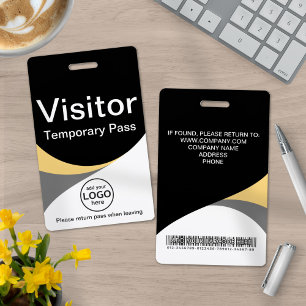 Black Yellow Corporate Visitor Pass ID Barcode Badge