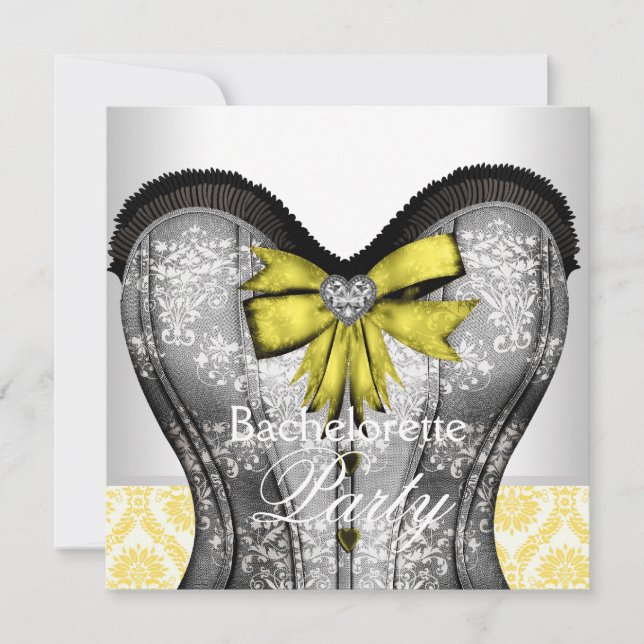 Black Yellow Corset Bachelorette Party Invitation (Front)