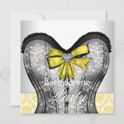 Black Yellow Corset Bachelorette Party Invitation