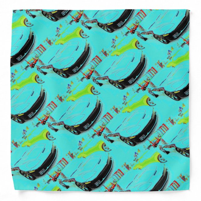 Black & Yellow Corvettes on dealer lot Bandana (Front)