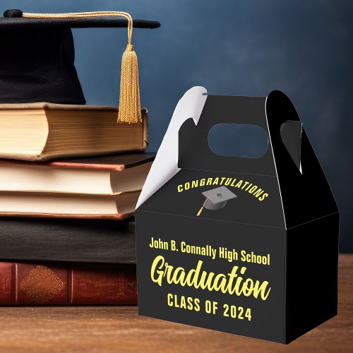 Black Yellow Custom 2024 Graduation Party Favor Boxes