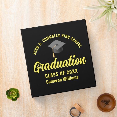 Black Yellow Custom 2024 Graduation Photo Album 3 Ring Binder