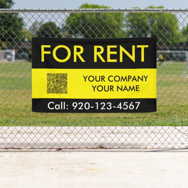 Black Yellow Custom Real Estate For Sale QR Code Banner (Insitu)