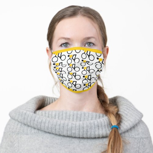 Black yellow cyclist riding his bicycle pattern adult cloth face mask