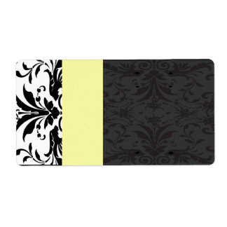 Black & Yellow Damask Address Labels -