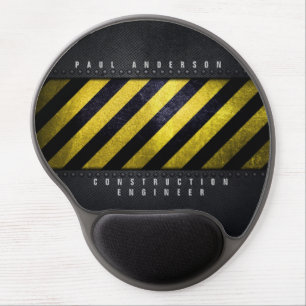 Black Yellow Danger Stripes Construction Engineer Gel Mouse Pad