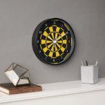 Black Yellow Dartboard Clock