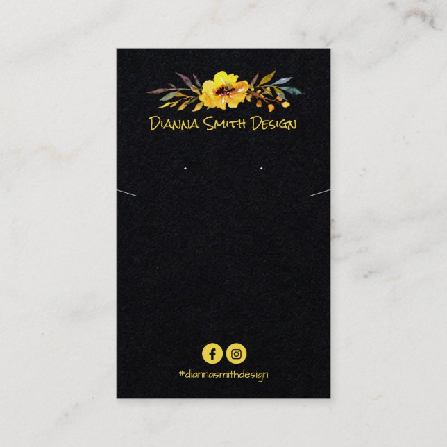 Black Yellow DIY Necklace And Earring Card Holder (Front)