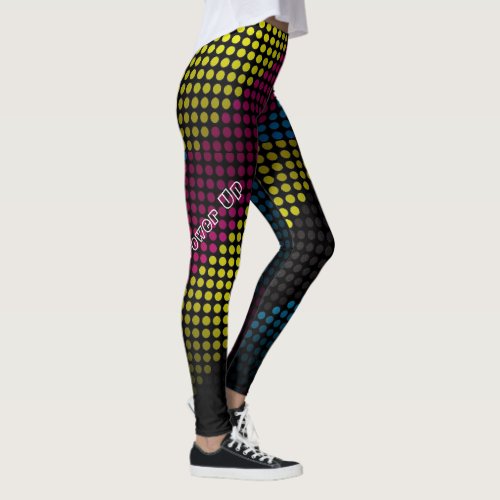 Black Yellow DOTS Running Power Up Exercise Leggings