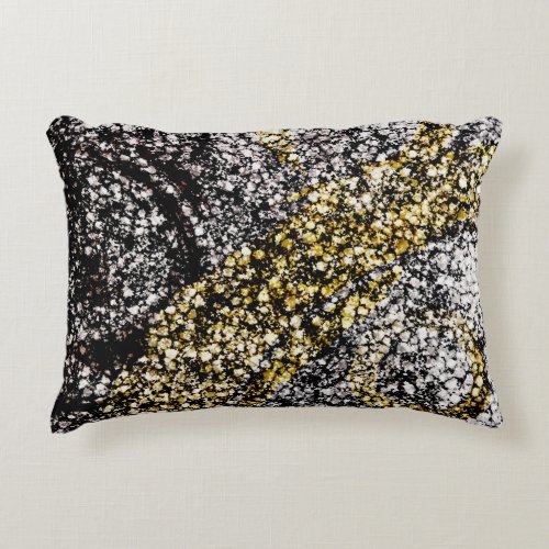 Black Yellow Dusty Mauve Grey Mosaic Abstract Accent Pillow