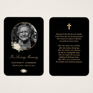 Black Yellow Floral Memorial Funeral Prayer Cards