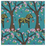 Black/yellow Folk Dala horse/Folk birds/flowers2.7 Fabric