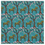 Black/yellow Folk Dala horse/Folk birds/flowers Fabric