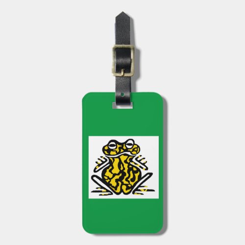 Black  yellow FROG _ Amphibian _ Wildlife _ Green Luggage Tag