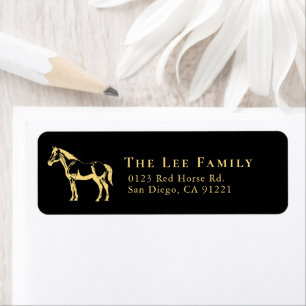 Black Yellow/Gold Horse Return Address Label