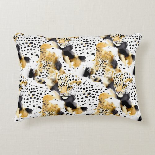 Black Yellow Gold Leopards Animal Print Accent Pillow