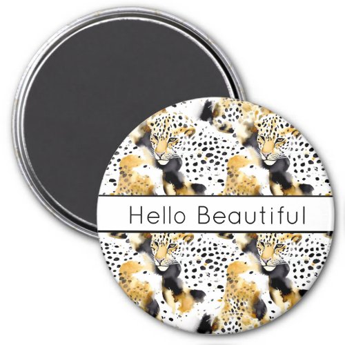 Black Yellow Gold Leopards Animal Print  Magnet