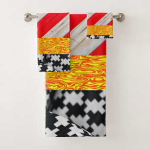 Black Yellow Gold Red Bathroom Towel Sets