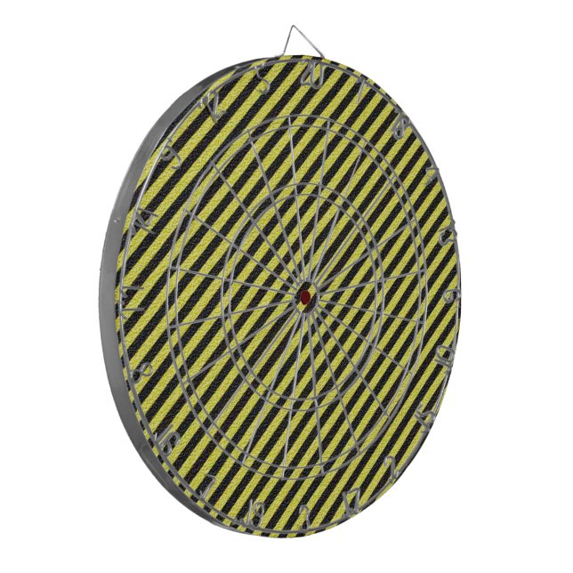 Black Yellow Gold Stripes Game Night Dartboard With Darts (Front Left)