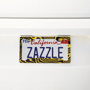Black Yellow Gold Swirls Texture License Plate Frame