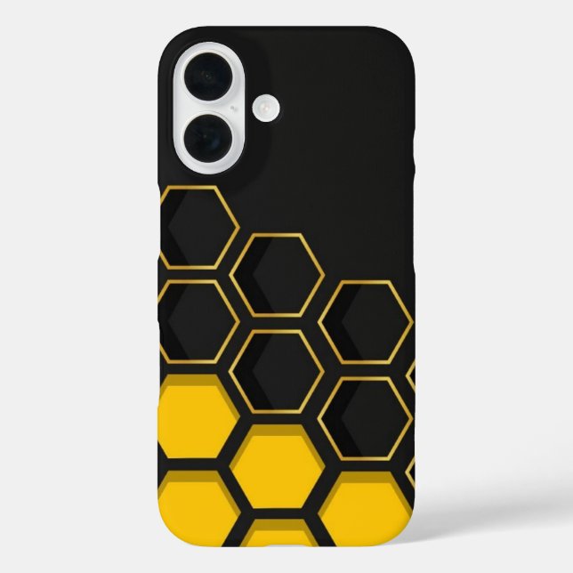 Black & Yellow Golden Honeycomb Geometric Phone Ca Case-Mate iPhone Case (Back)
