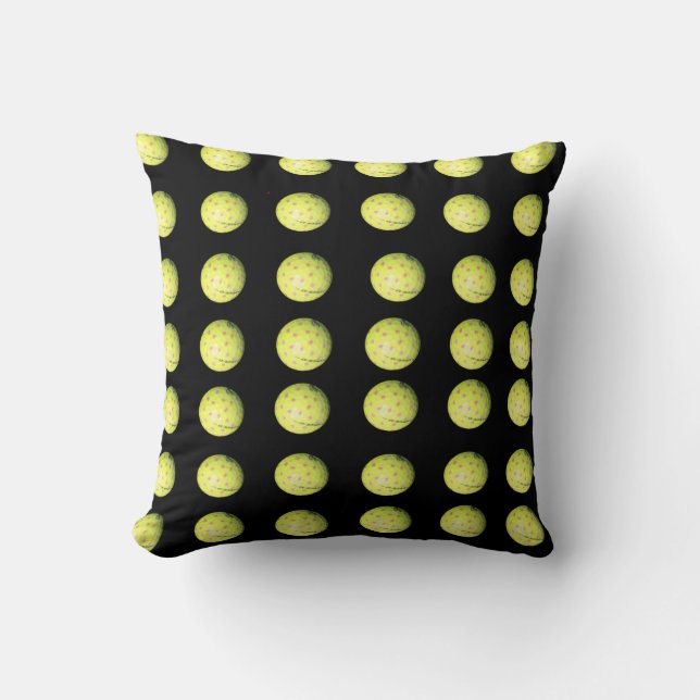Black Yellow Golf Ball Pattern, Throw Cushion. Throw Pillow (Front)