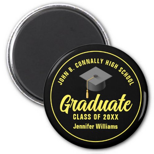 Black Yellow Graduate Custom Graduation Keepsake Magnet