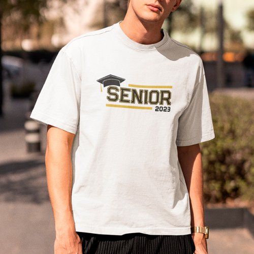 Black Yellow Graduate Senior Add Year T_Shirt