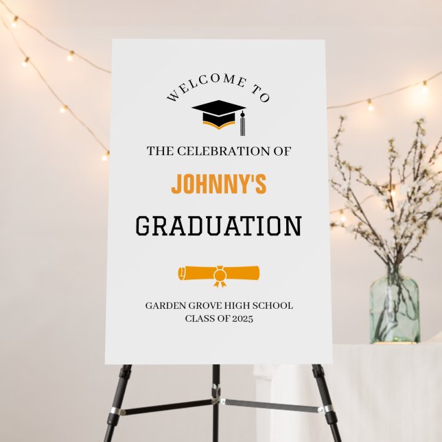 Black & Yellow Graduation Welcome Sign (In Situ (Stand))