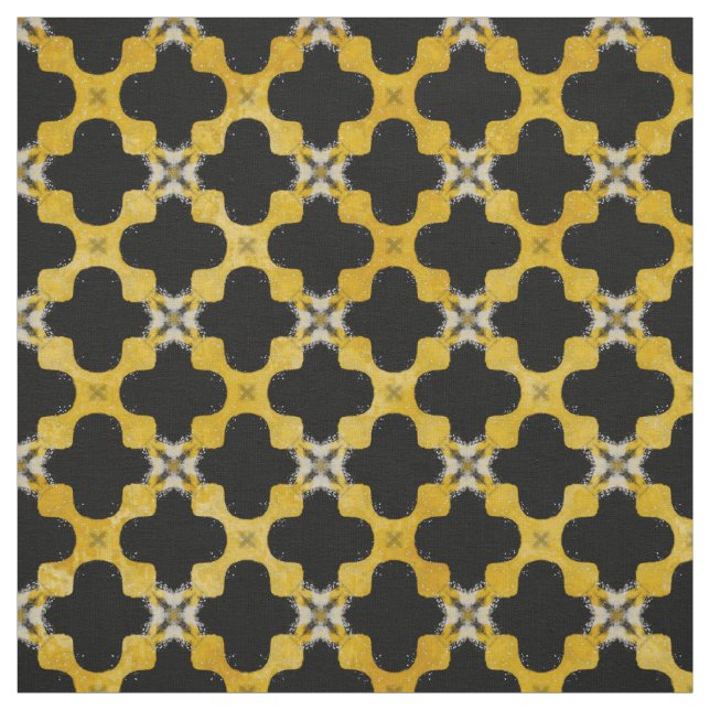 Black, Yellow, Gray Modern Urban Pattern Fabric (Swatch)