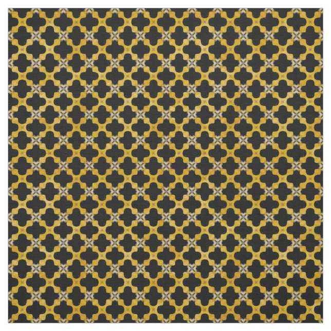 Black, Yellow, Gray Modern Urban Pattern Fabric (Swatch)