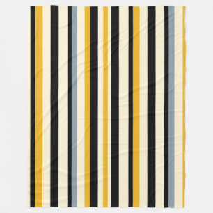 Black,Yellow,Grey and White Stripe Fleece Blanket