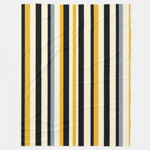 BlackYellowGrey and White Stripe Fleece Blanket