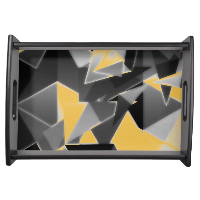 Black Yellow Grey Cubism Decor Serving Tray (Front)