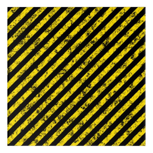 Black Yellow Grunge Caution Tape Stripes Pattern Acrylic Print