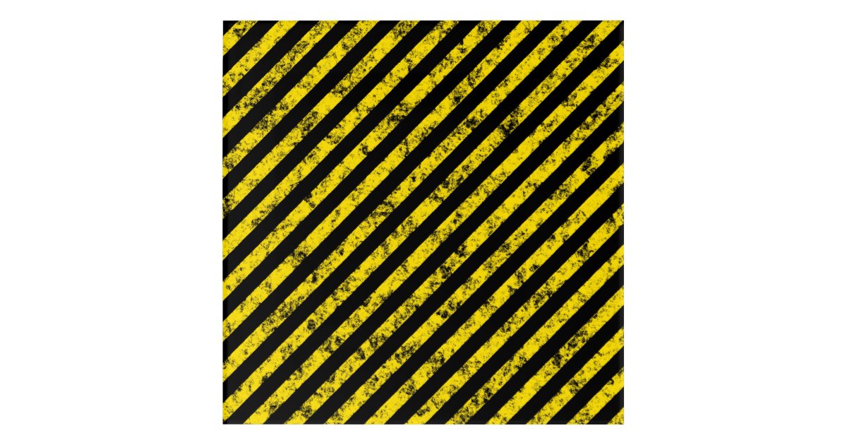 Black Yellow Grunge Caution Tape Stripes Pattern Acrylic Print Zazzle 3124