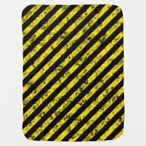 Black Yellow Grunge Caution Tape Stripes Pattern Baby Blanket