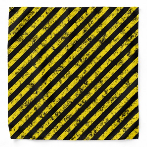 Black Yellow Grunge Caution Tape Stripes Pattern Bandana