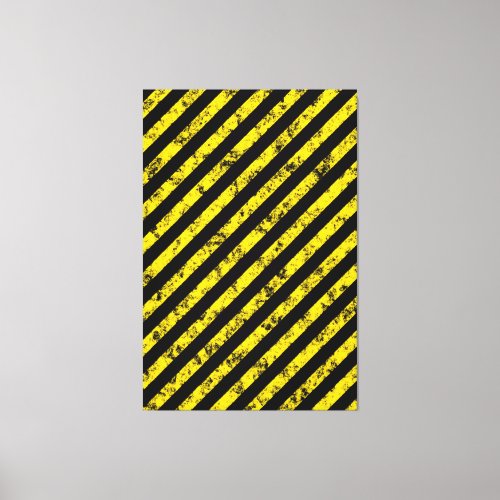 Black Yellow Grunge Caution Tape Stripes Pattern Canvas Print